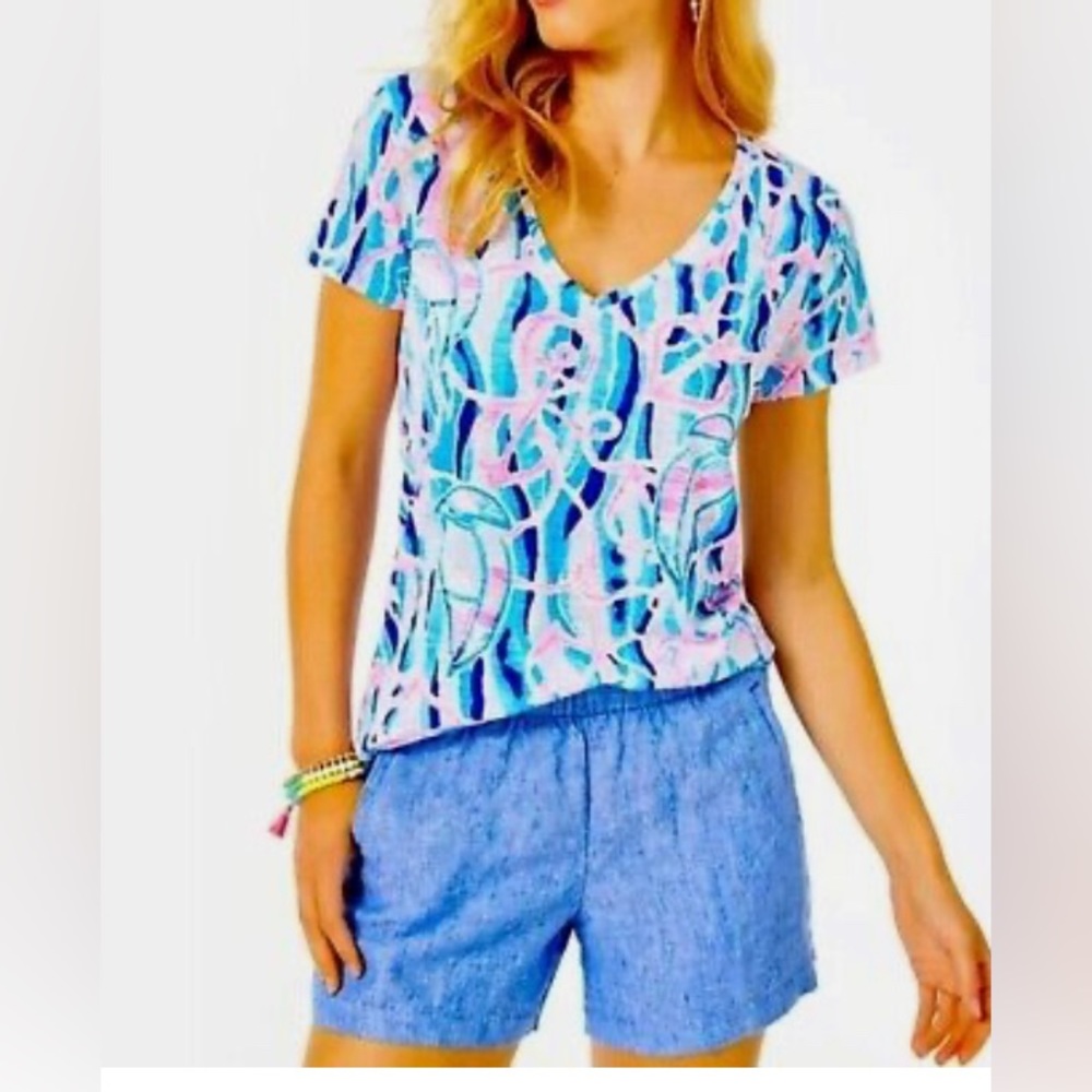 NWOT Lily Pulitzer Etta V-neck short sleeve top size‎ XXS